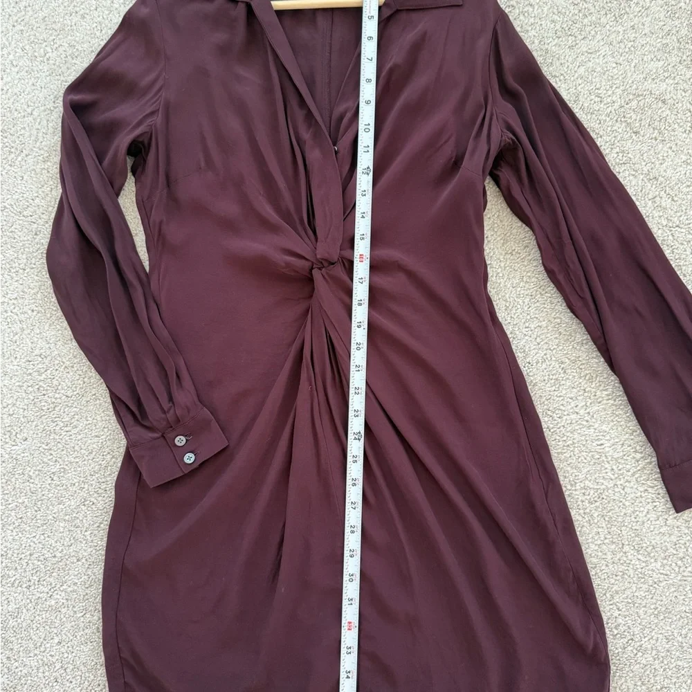 LOFT Deep Burgundy Twist Front Shirt Dress (6) - Picture 4 of 9